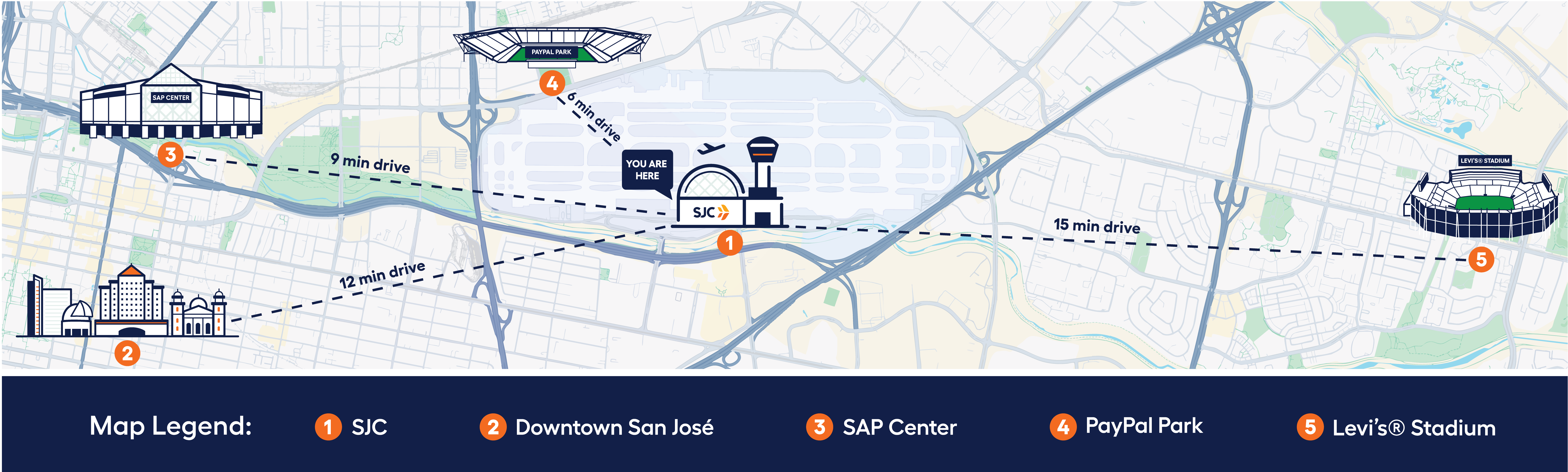 Map of SJC and surrounding venues