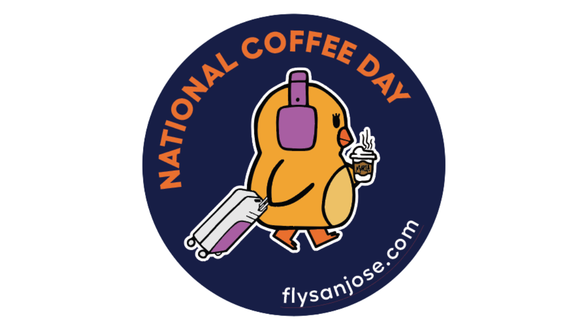 Baby Chick holding a cup of coffee with text saying: "National Coffee Day"