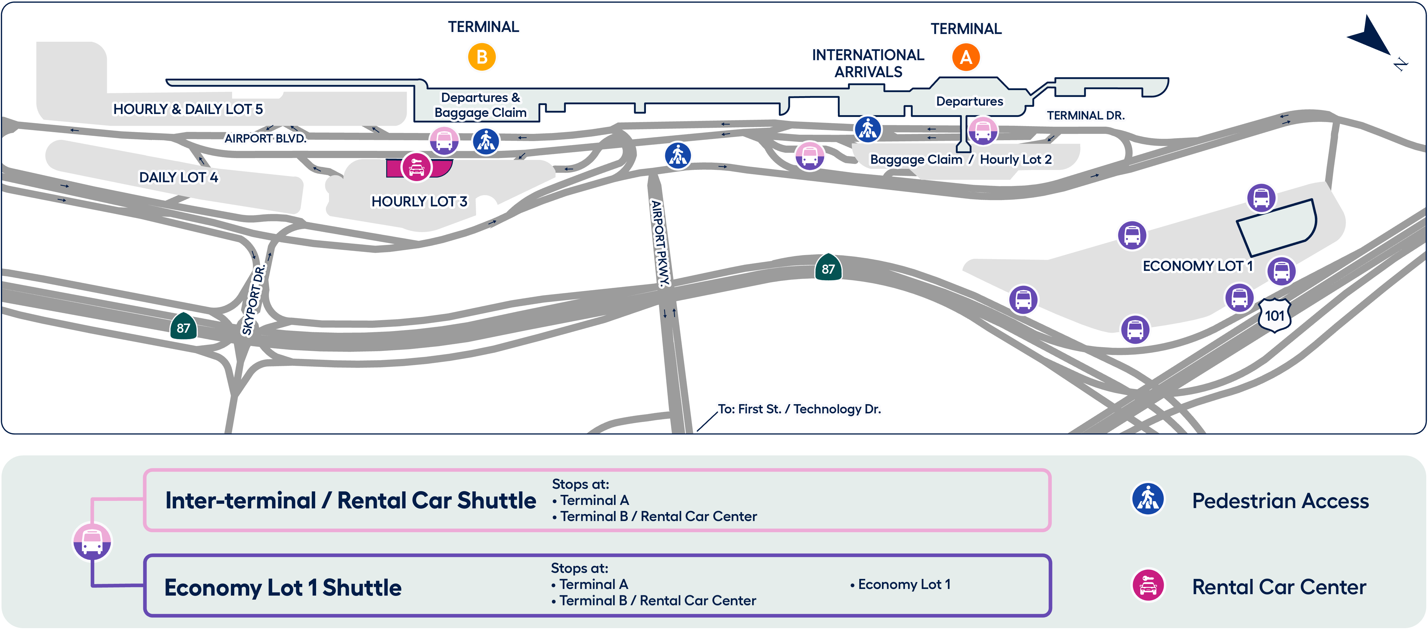 SJC Shuttle Bus Map