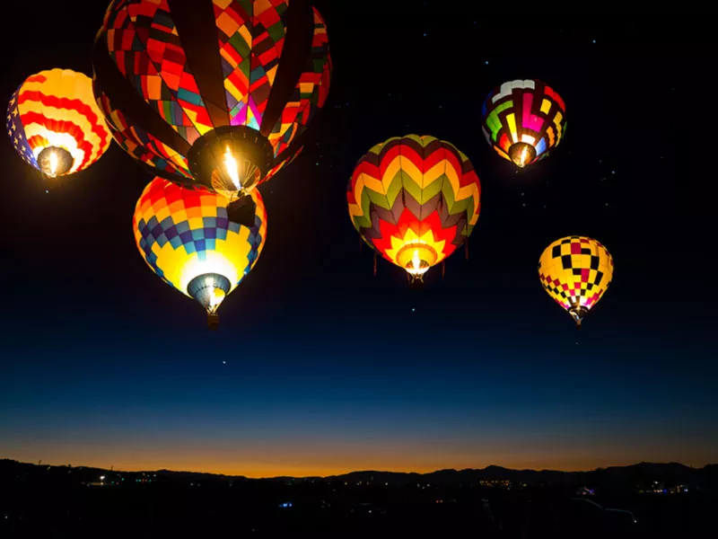 Photo: Hot Air Balloons Lit up at Night (Albuquerque)
