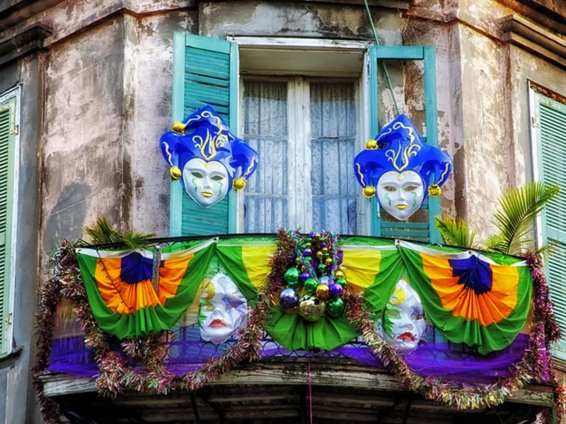 Photo: Outside of Building Decorated with Masks (New Orleans ) 
