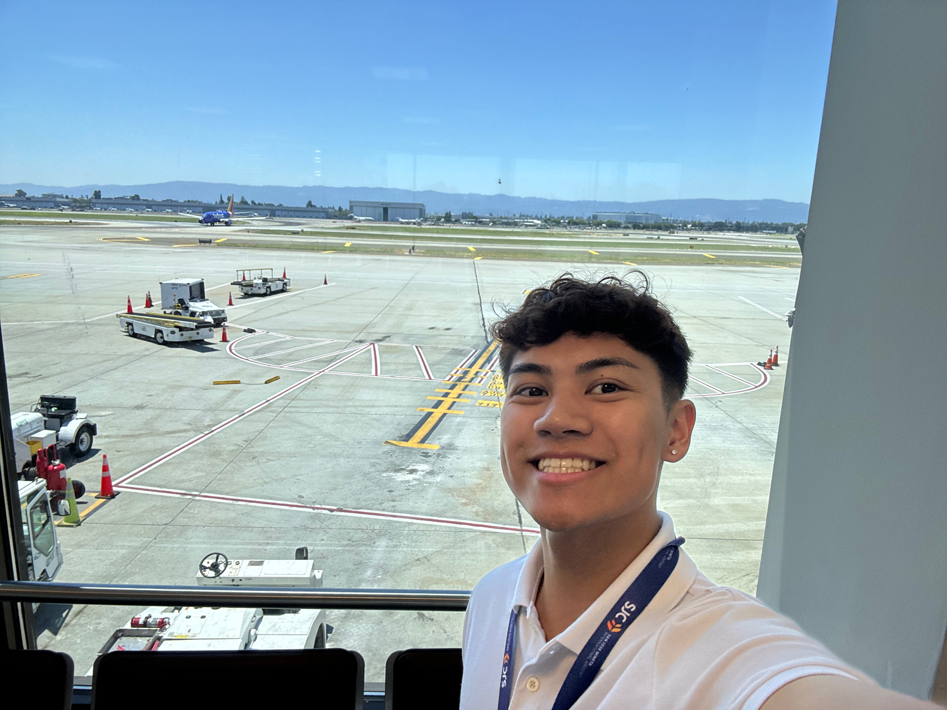 Jaime with view of airfield